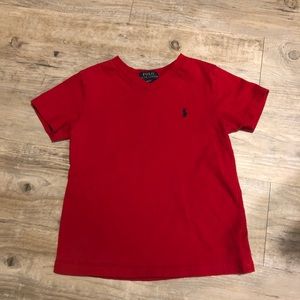 V Neck red polo tee
